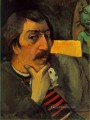 Porträt des Künstlers mit dem Idol Beitrag Impressionismus Primitivismus Paul Gauguin